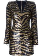 Balmain Zebra Print Sequin Dress