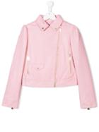 Moschino Kids Multi-pocket Biker Jacket - Pink & Purple