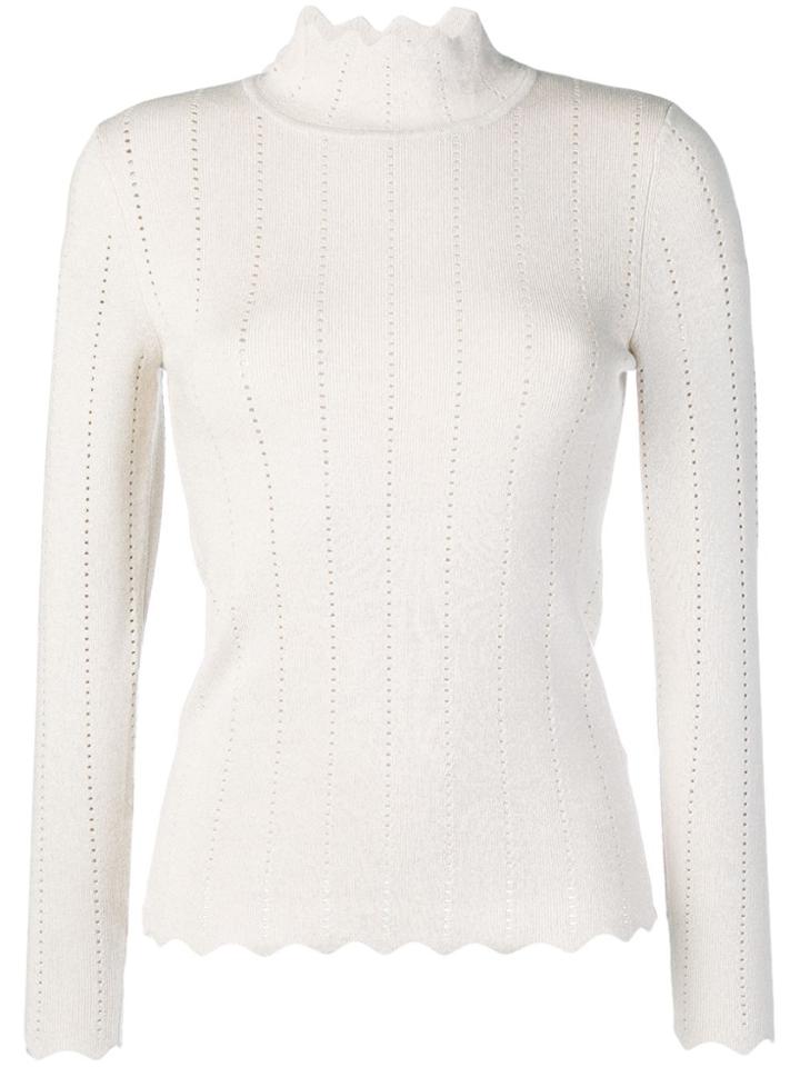 Steffen Schraut Scalloped Turtleneck Jumper - Nude & Neutrals
