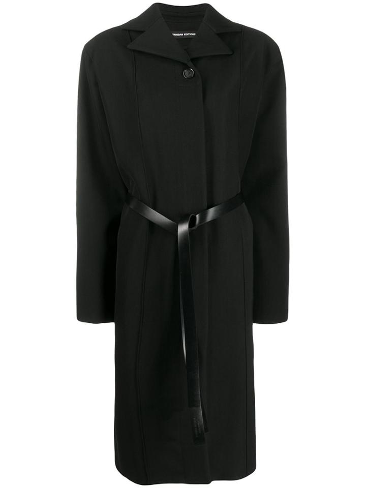 Kwaidan Editions Oversized Belted Coat - Black
