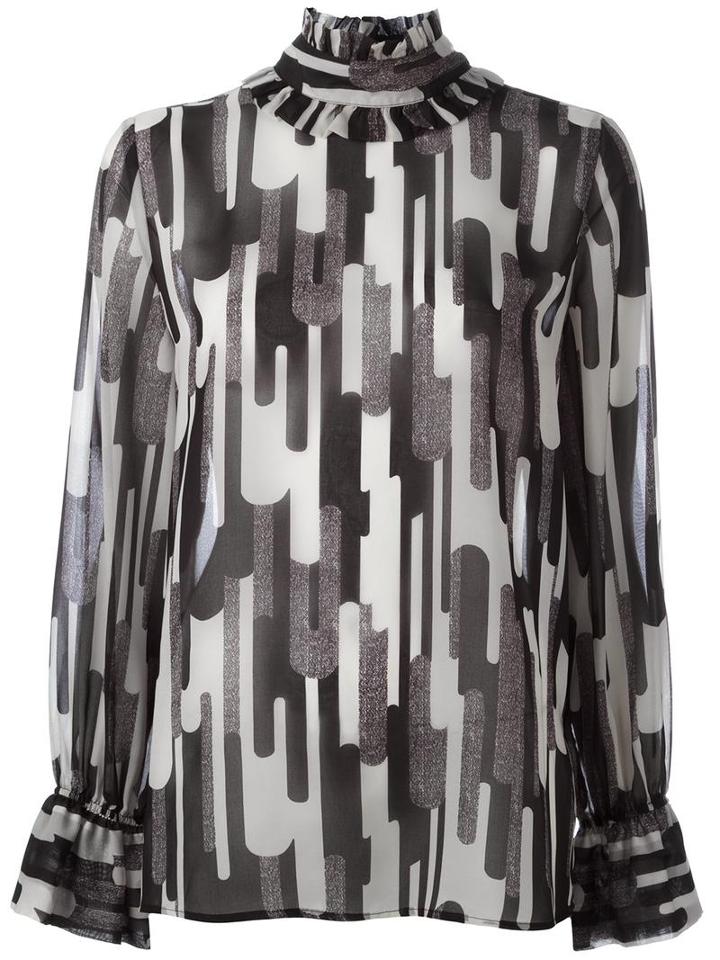 Blugirl Pleated Collar Blouse, Women's, Size: 38, Black, Polyester