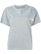 Golden Goose Deluxe Brand Glitter Stripe Print T-shirt, Women's, Size: Large, Grey, Cotton