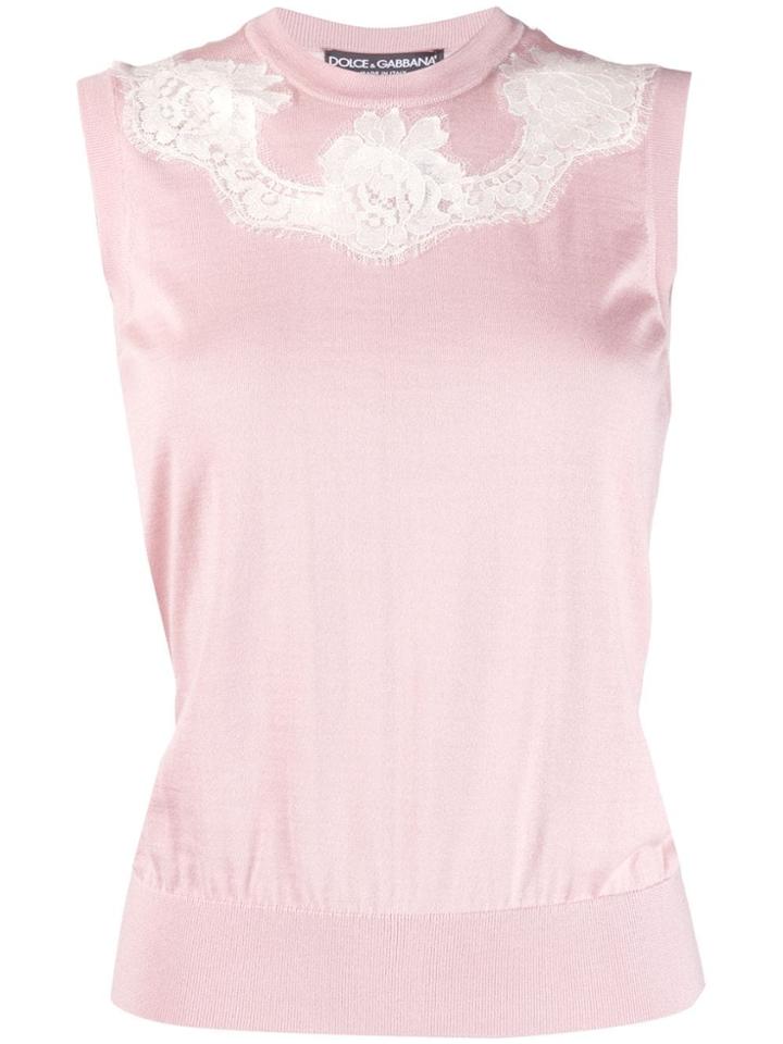 Dolce & Gabbana Lace Insert Vest Top - Pink