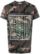 Valentino Camouflage Logo Print T-shirt - Green