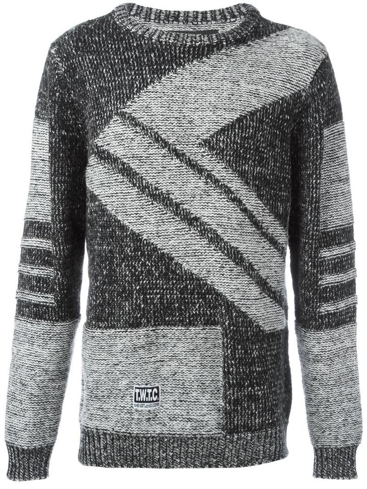 Ktz Diagonal Knit Jumper, Adult Unisex, Size: Large, Black, Wool
