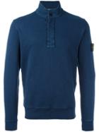 Stone Island Roll Neck Sweatshirt, Men's, Size: Xxl, Blue, Cotton