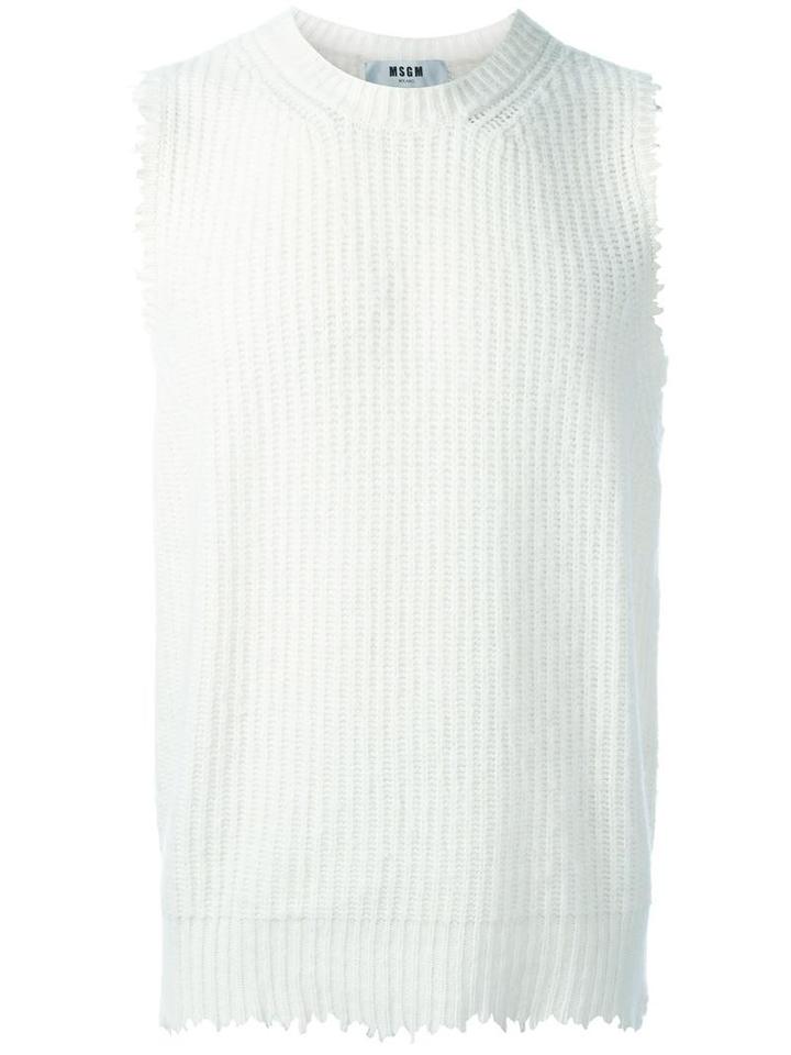 Msgm Frayed Knit Vest, Men's, Size: Small, Nude/neutrals, Wool/polyamide