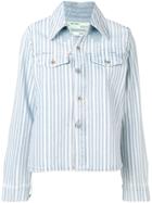 Off-white Striped Denim Shirt Jacket - Blue