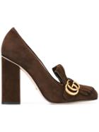 Gucci Fringed Logo Plaque Pumps - Brown