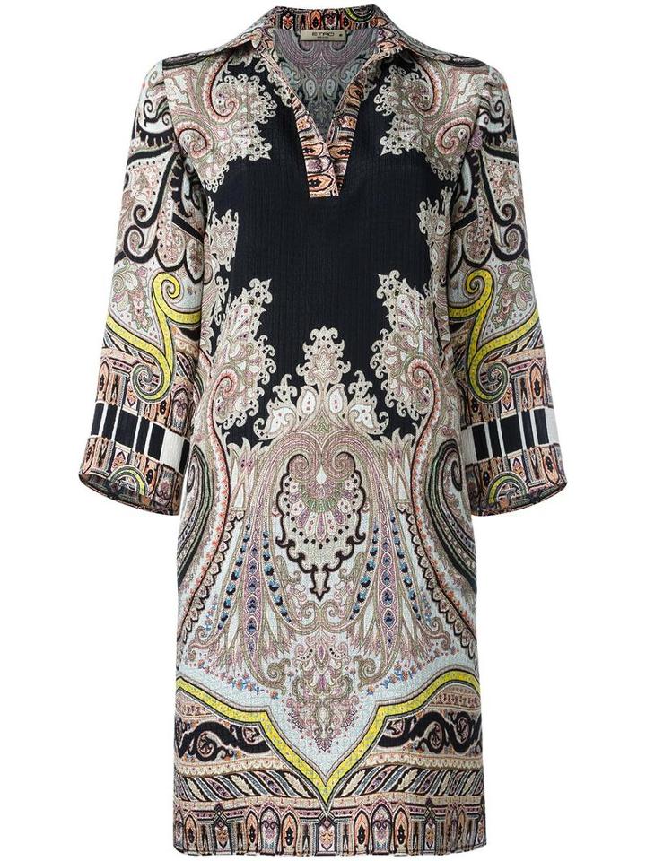 Etro Abstract Print Shift Dress, Women's, Size: 40, Silk