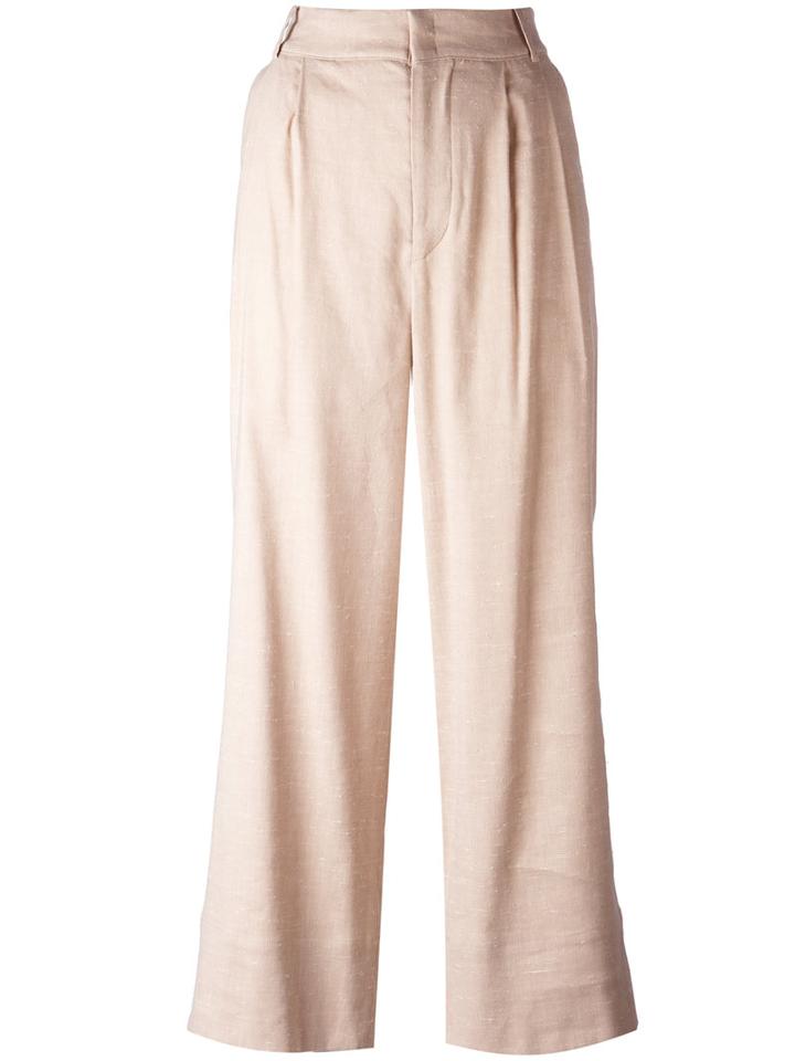 Isabel Marant Flared Tailored Trousers, Women's, Size: 42, Nude/neutrals, Silk/linen/flax/viscose/cotton