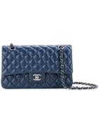 Chanel Vintage Quilted Cc Double Flap Bag - Blue