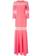 Huishan Zhang White Lace Panel Gown - Pink