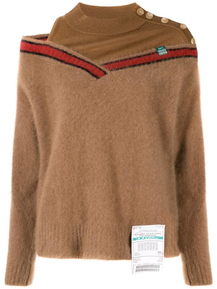 Maison Mihara Yasuhiro Racoon Panelled Cut-out Jumper - Brown