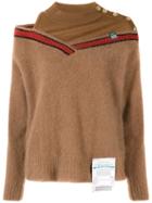 Maison Mihara Yasuhiro Racoon Panelled Cut-out Jumper - Brown