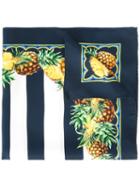 Dolce & Gabbana Pineapple Print Striped Scarf, Women's, Blue, Silk