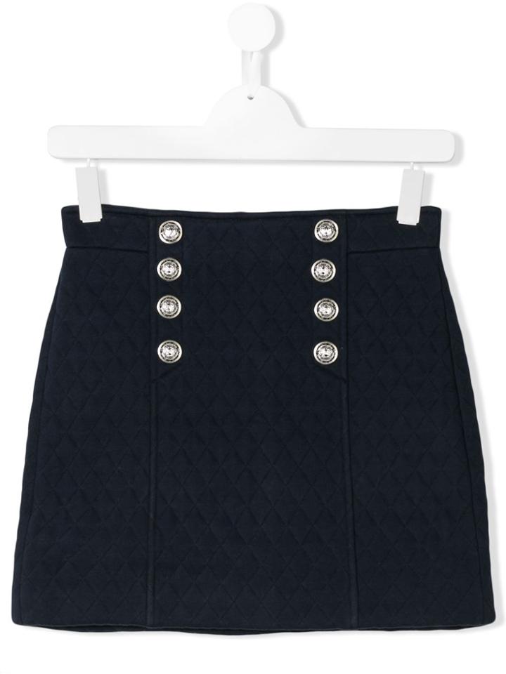 Balmain Kids Teen Quilted Short Skirt - Blue