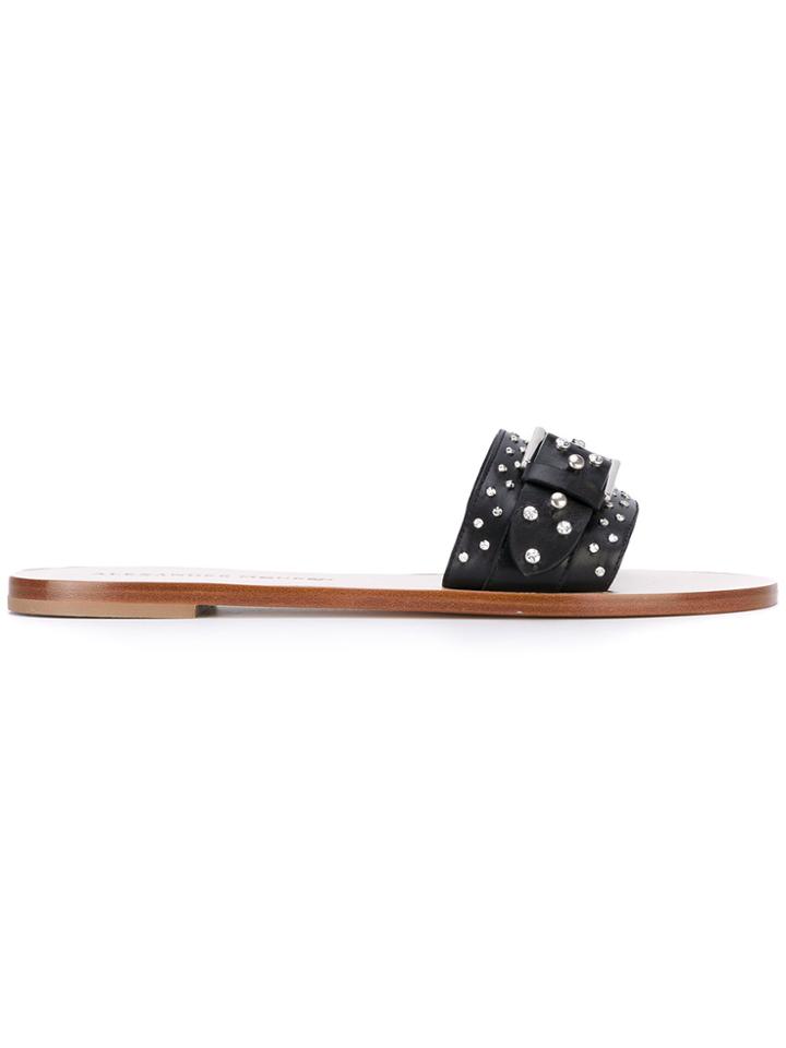 Alexander Mcqueen Hobnail Slider Sandals - Black