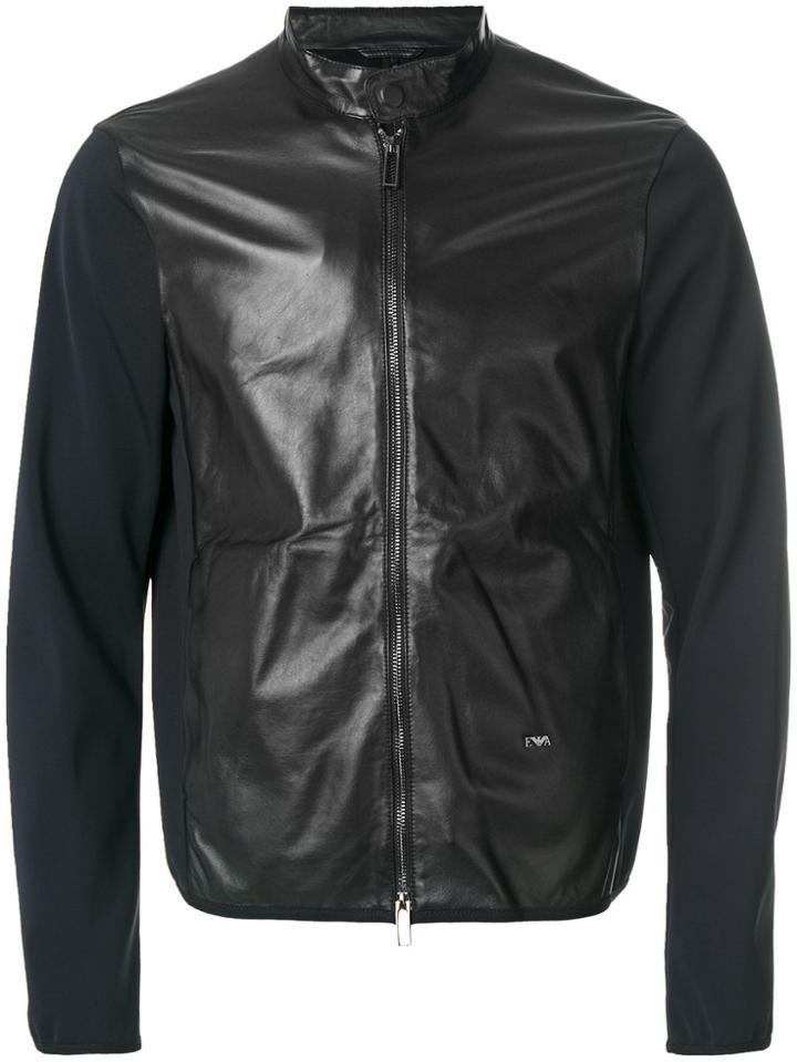 Emporio Armani Contrast Sleeve Zipped Jacket - Black