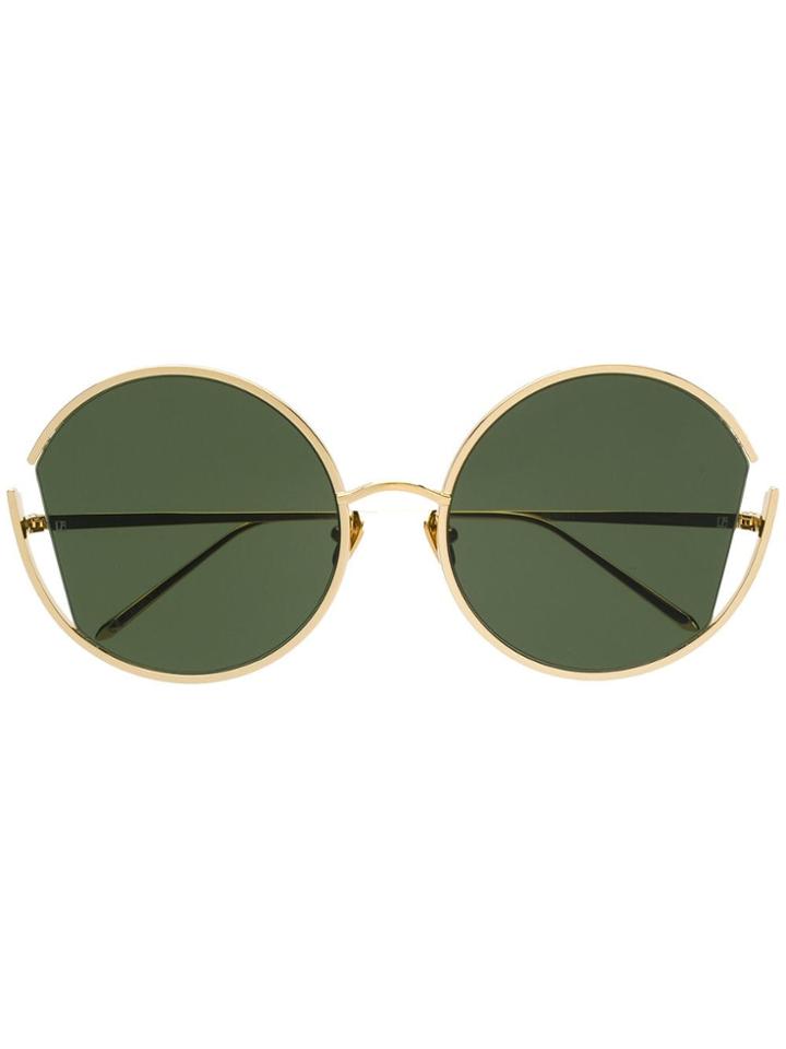 Linda Farrow Round C Sunglasses - Gold