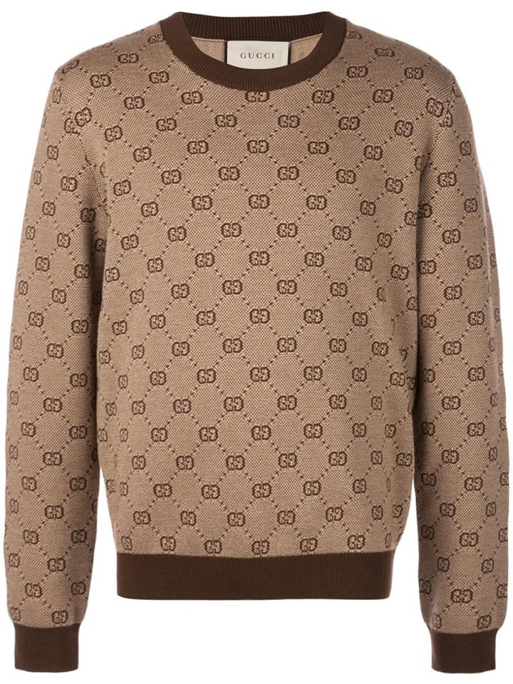 Gucci Logo Intarsia Sweater - Brown