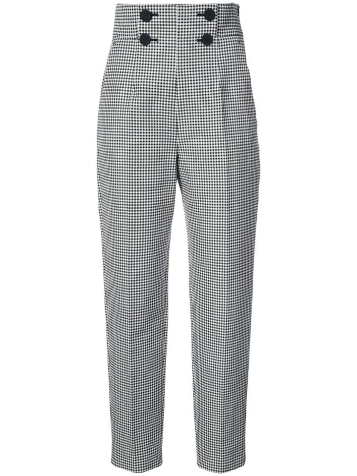 Sara Battaglia High Waisted Checkered Trousers - Black