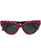 Mcq By Alexander Mcqueen Eyewear Check Print Cat-eye Sunglasses - Red
