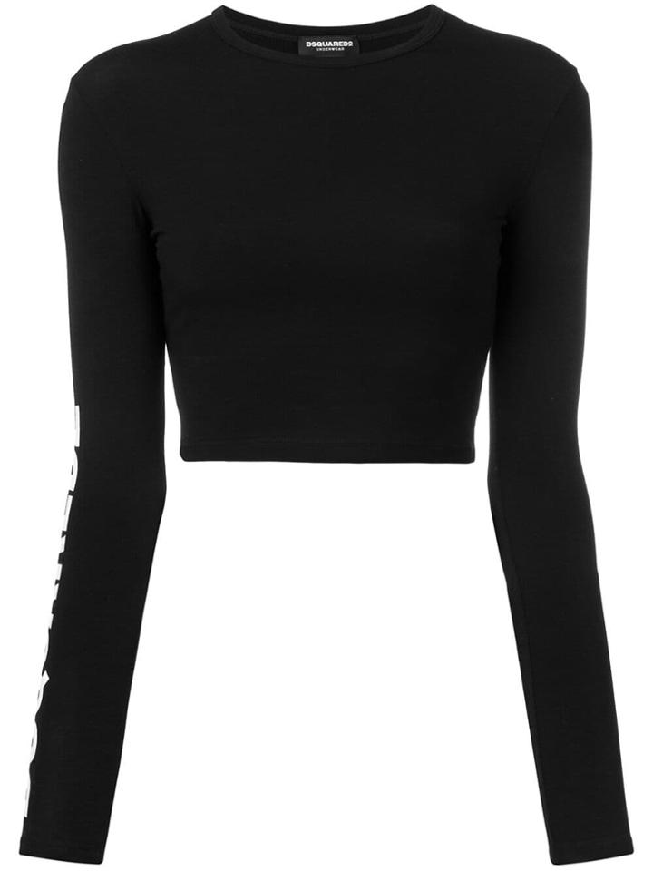 Dsquared2 Logo Printed Crop Top - Black