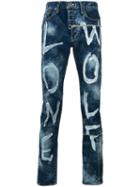 Maison Mihara Yasuhiro Paint-effect Printed Jeans, Men's, Size: 46, Blue, Cotton