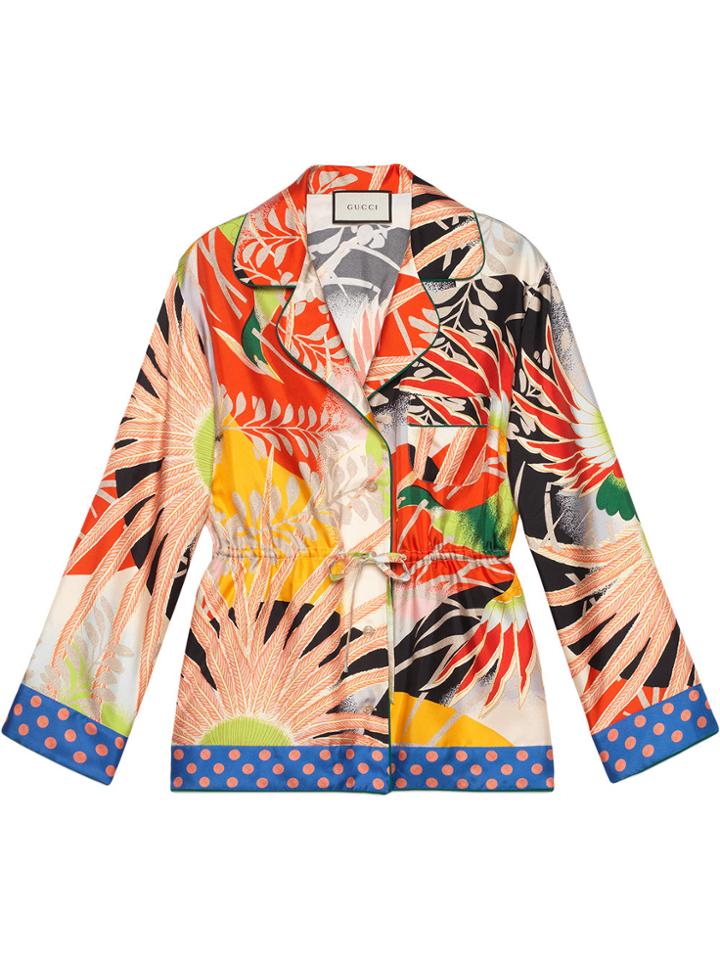 Gucci Tropical Bird Silk Pajama Shirt - Multicolour