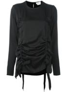 Dkny - Blouse With Draw Cords - Women - Silk/spandex/elastane - M, Black, Silk/spandex/elastane