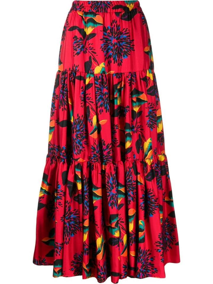 La Doublej Printed Full Skirt - Red