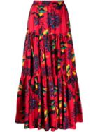 La Doublej Printed Full Skirt - Red