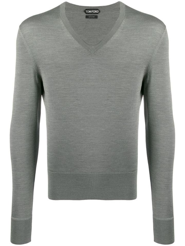 Tom Ford V-neck Knitted Sweater - Grey