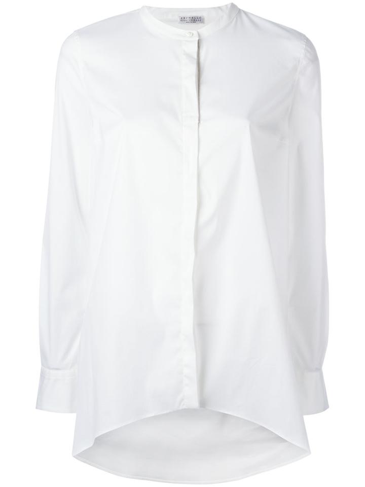 Brunello Cucinelli Button Up Blouse, Women's, Size: Large, White, Cotton/spandex/elastane/polyamide