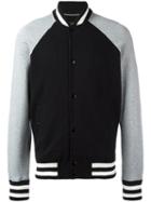 Rag & Bone Striped Detailing Bomber Jacket, Men's, Size: Small, Black, Cotton/acrylic/wool