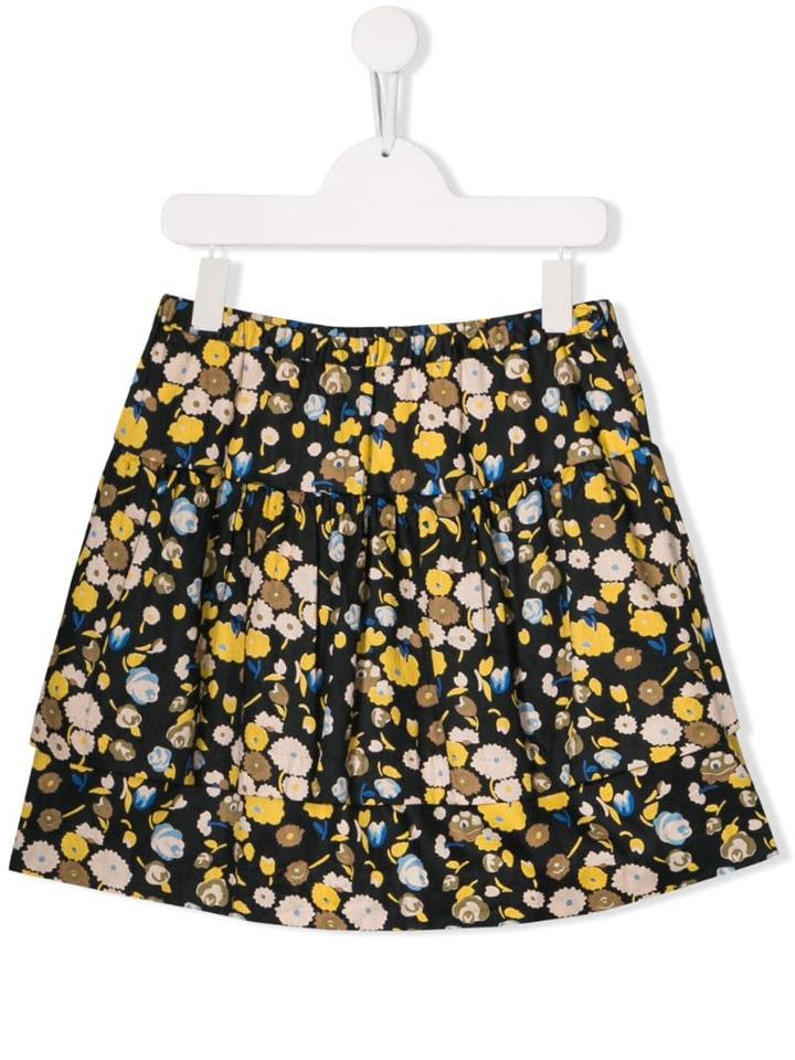 Bonpoint Floral Print Skirt - Black