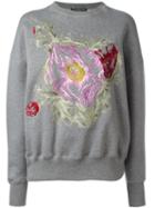 Alexander Mcqueen Floral Embroidered Sweatshirt, Women's, Size: 38, Grey, Cotton