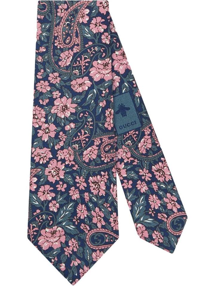 Gucci Interlocking G, Flowers And Paisley Silk Tie - Blue