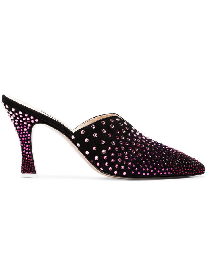 Attico Black Morena 85 Jewel Embellished Suede Mules