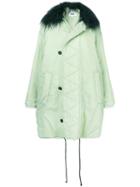 Mm6 Maison Margiela Shearling Collar Oversized Coat - Green