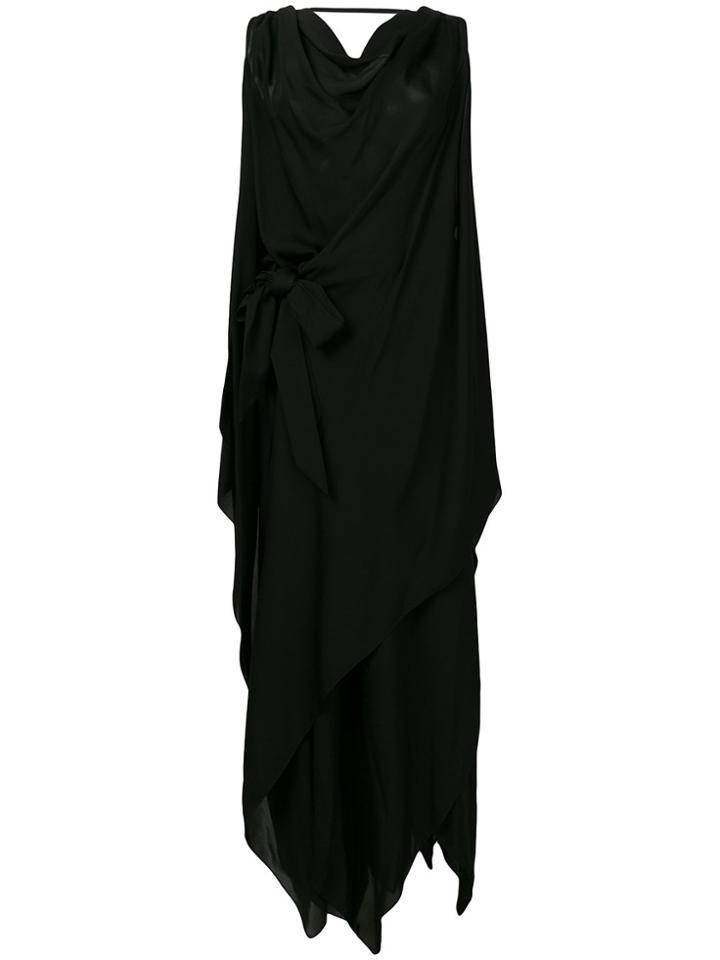 Maison Margiela Chiffon Sleeveless Draped Dress - Black