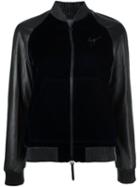 Giuseppe Zanotti Design Logo Bomber Jacket, Women's, Size: Xs, Blue, Viscose/leather/polyester
