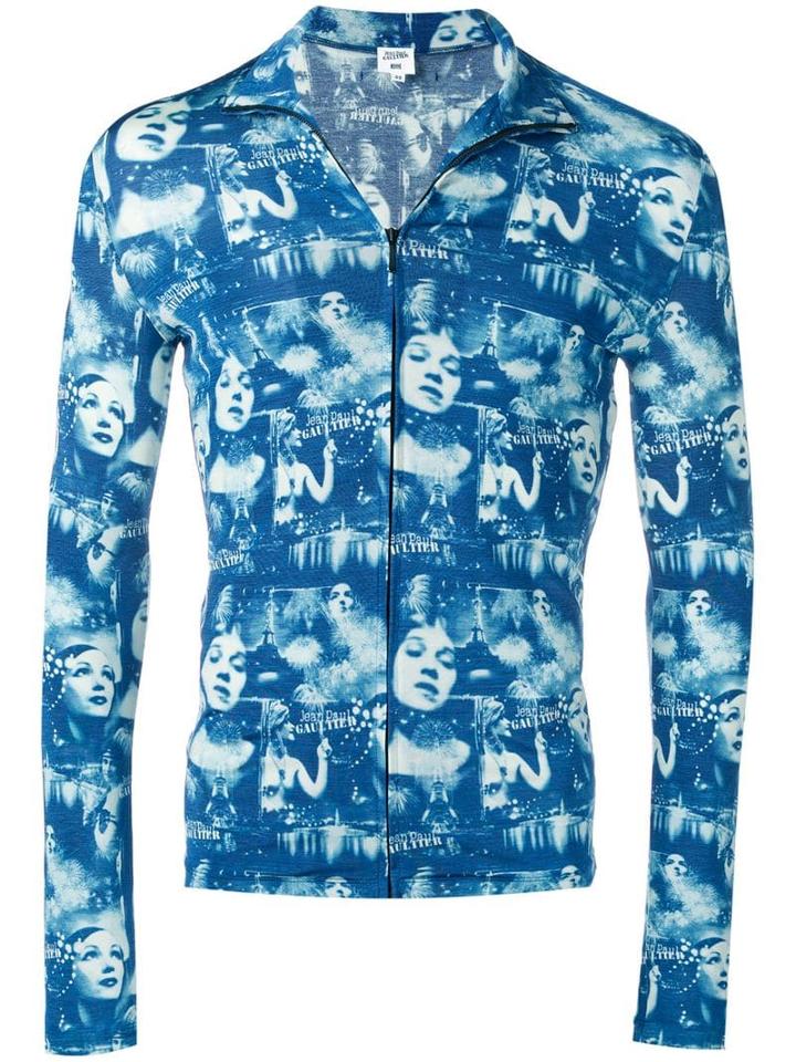 Jean Paul Gaultier Pre-owned Faces Print Zipped Top - Blue
