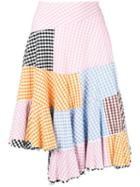 Comme Des Garçons Pre-owned Patchwork Gingham Asymmetric Skirt -