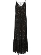 Lanvin Floral Pattern Maxi Dress, Women's, Size: 36, Black, Viscose/polyamide/cotton/silk