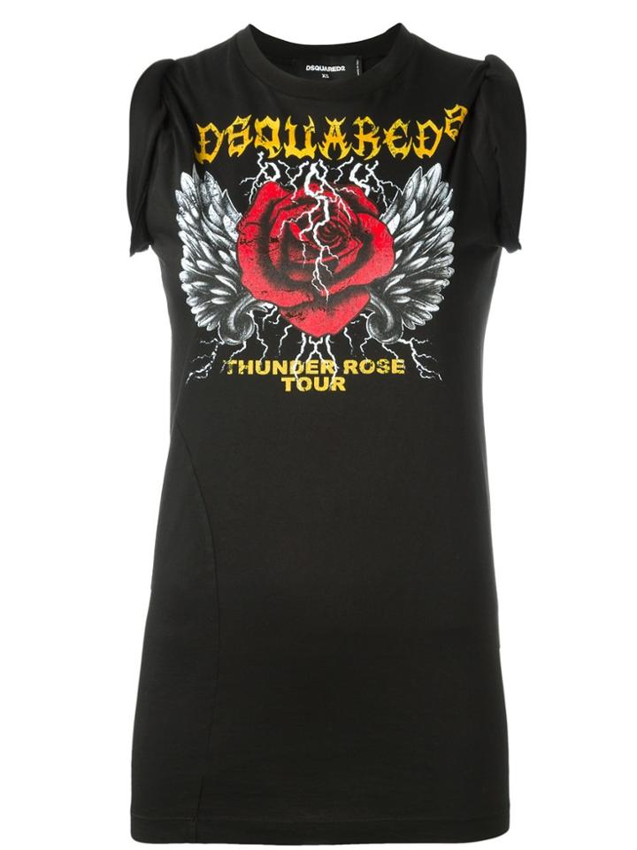 Dsquared2 Thunder Rose Tour Print Tank Top - Black