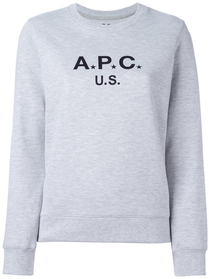 A.p.c. Logo Print Sweatshirt, Women's, Size: Medium, Grey, Cotton/polyester