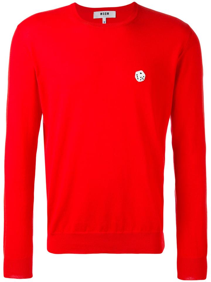 Msgm - Dice Patch Jumper - Men - Cotton - S, Red, Cotton