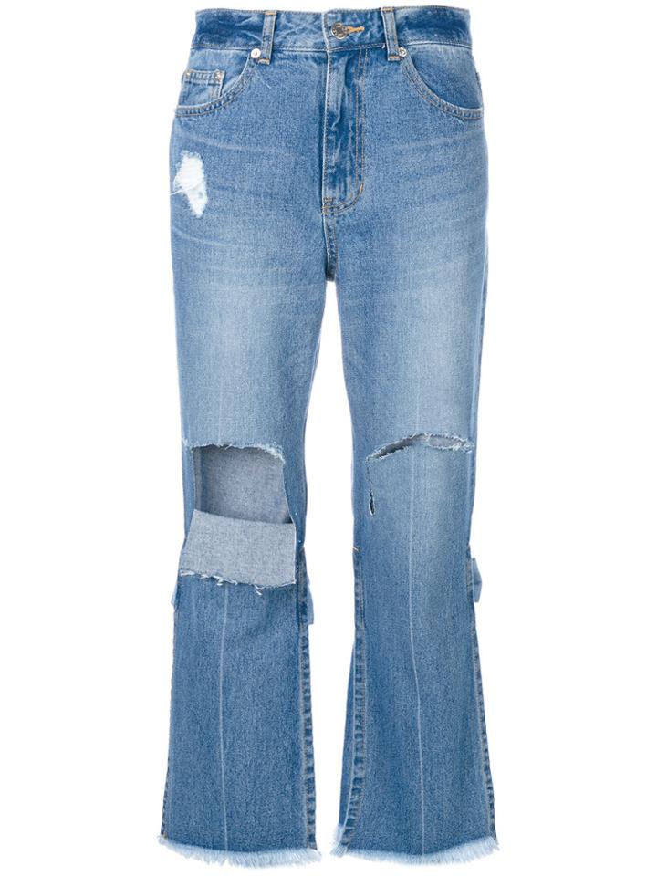 Sjyp Ripped Cropped Jeans - Blue